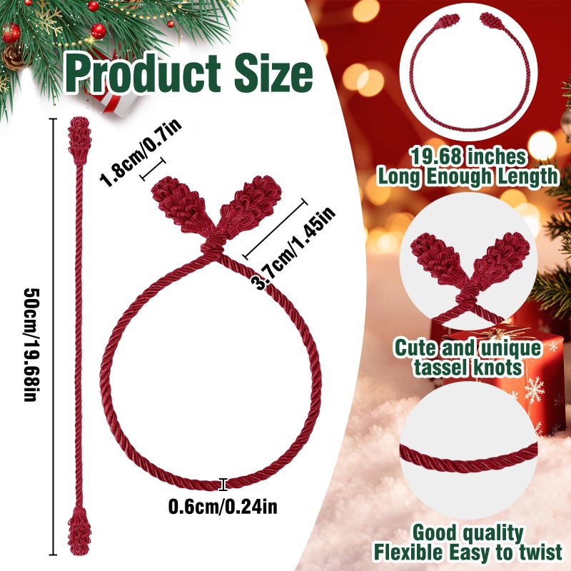 Celltestria 12pcs 20 Inches Christmas Garland Ties, Reusable and Flexible Xmas Garlands Wreath Twist Tie for Banister Railing Stairs Tree Home Holiday Decoration Craft Wrapping(Burgundy) - Image 2